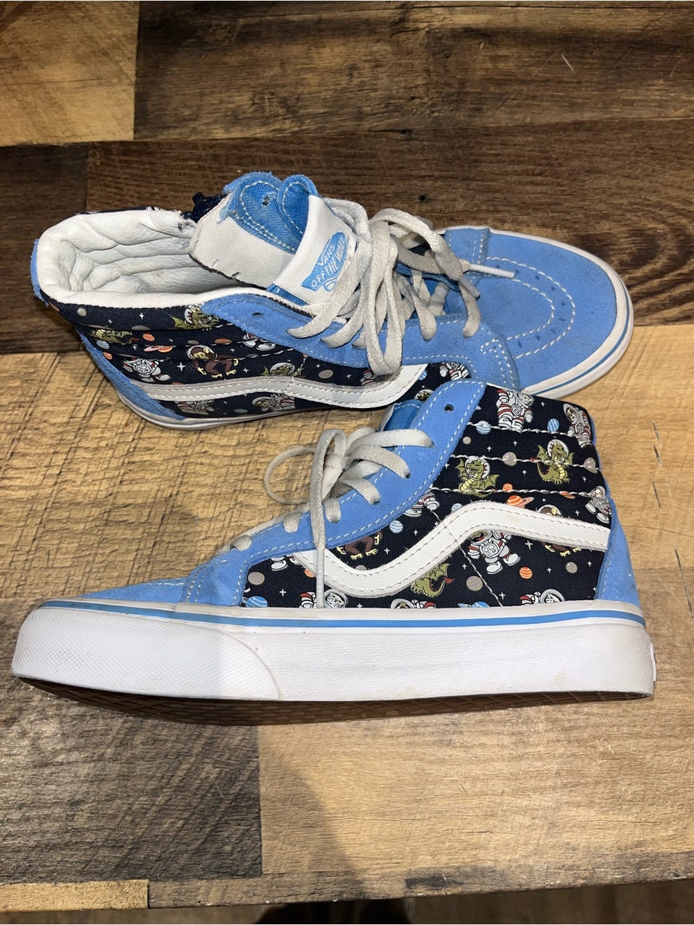 Vans Kids High-Top Sneakers in Light Blue and Black Space Print